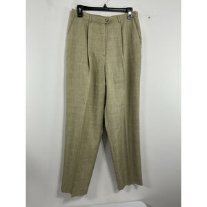 Womans Norton McNaughton Dress Pants 10 Mustard Plaid Pleated Elastic Waist
